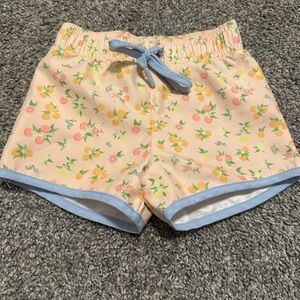 3/4 Year Minnow Swim Fruit Print Shorts with Blue Trim